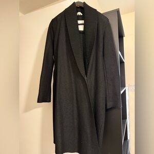 Sosken Black Shawl Collar Trench Coat